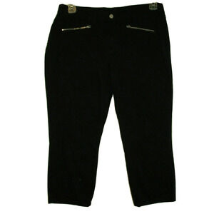 GRISBI Pants Women's Size 10 Casual Black Stretch Cotton Zip Pocket Crops Capris